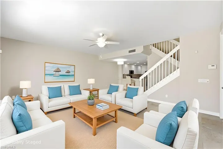 Virtually staged Living/Dining Room