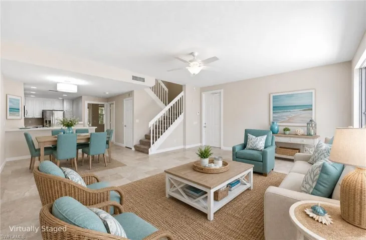 Virtaully staged Living/Dining Room