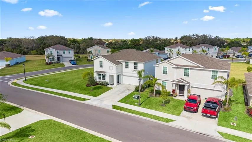 Aerial perspective of suburban area