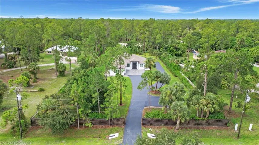 Aerial view of a heavily wooded area