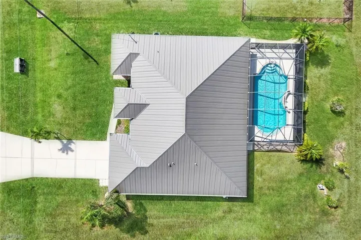 Aerial view of a pool area