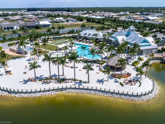 Aerial view of beach next to community pool - enjoy a game of beach volleyball or just sit in the sand and enjoy the view!