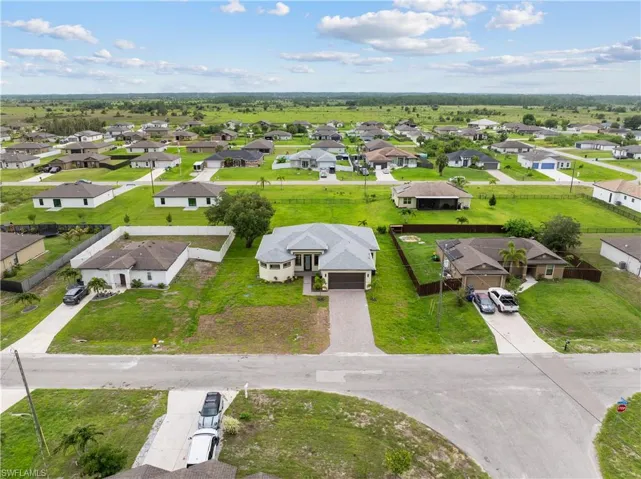 Aerial perspective of suburban area