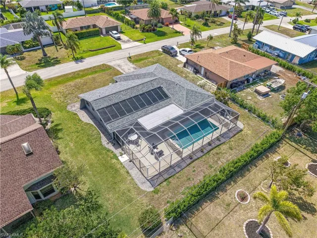 Aerial perspective of suburban neighborhood