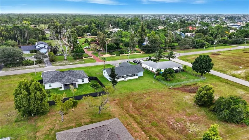 Aerial perspective of suburban area