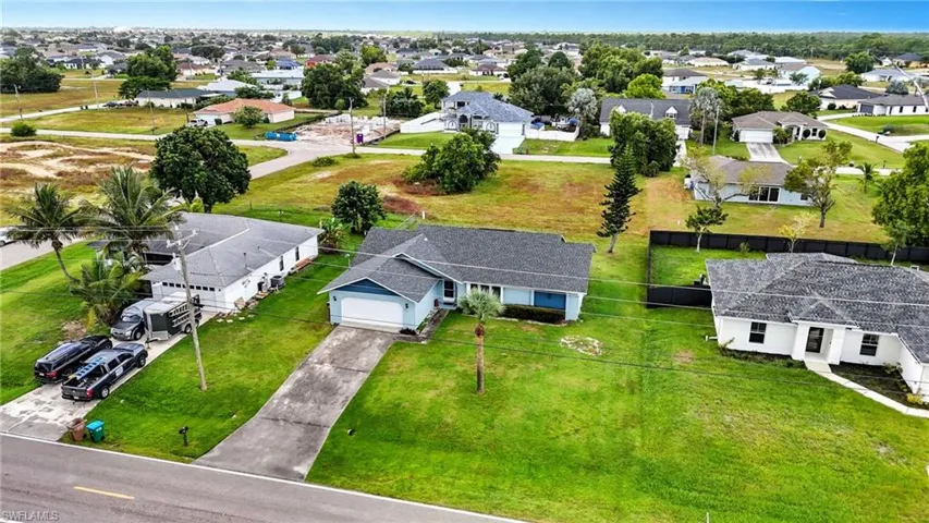Aerial perspective of suburban area