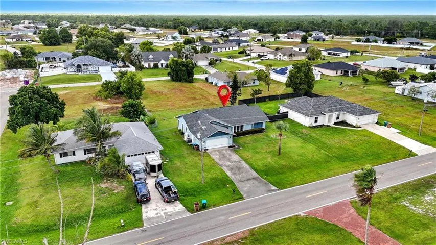 Aerial perspective of suburban area
