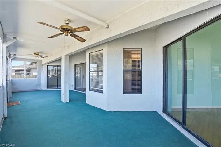 View of patio / terrace featuring a ceiling fan