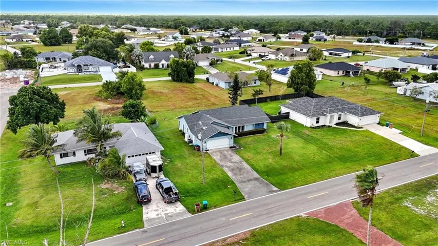 Aerial perspective of suburban area