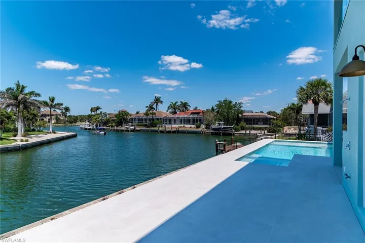 View of pool featuring a boat dock and a water view
