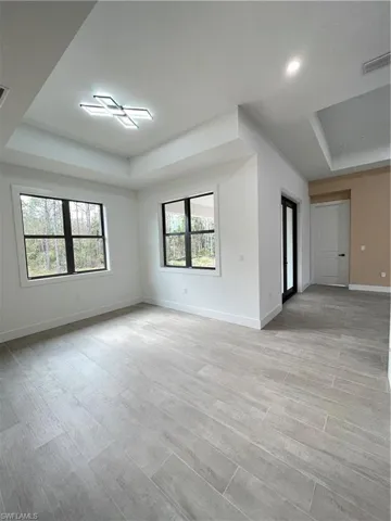Spare room with a tray ceiling