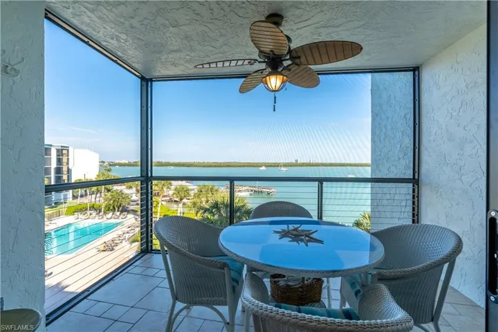 Screened Balcony with view of Marco River