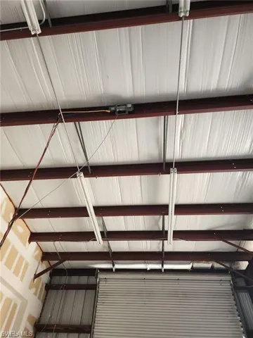 Garage with metal wall