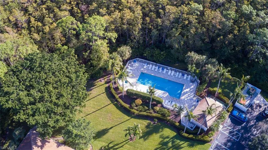 Bird's eye view of one of the community pools
