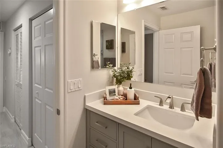 Guest Bathroom with vanity and a closet