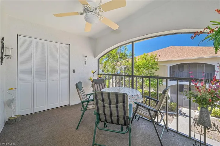 Balcony with a ceiling fan