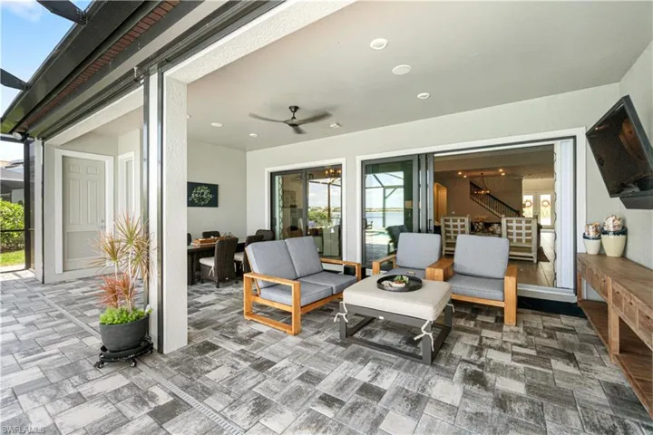 View of patio / terrace featuring ceiling fan and an outdoor hangout area