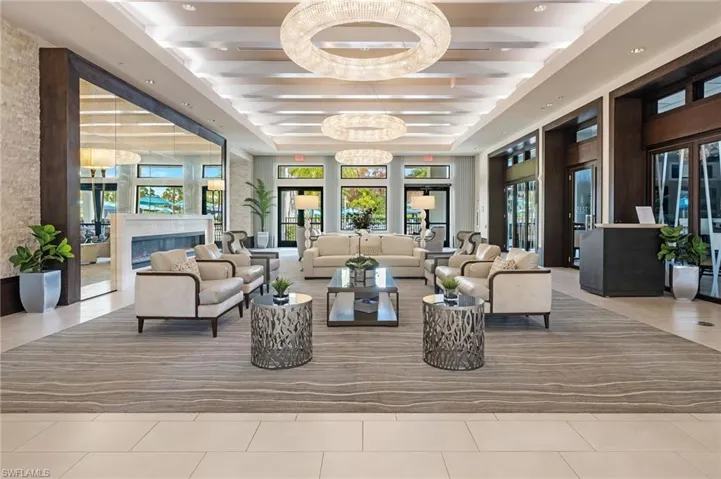 Clubhouse is flanked by restaurant to the right and the ballroom to the left...
