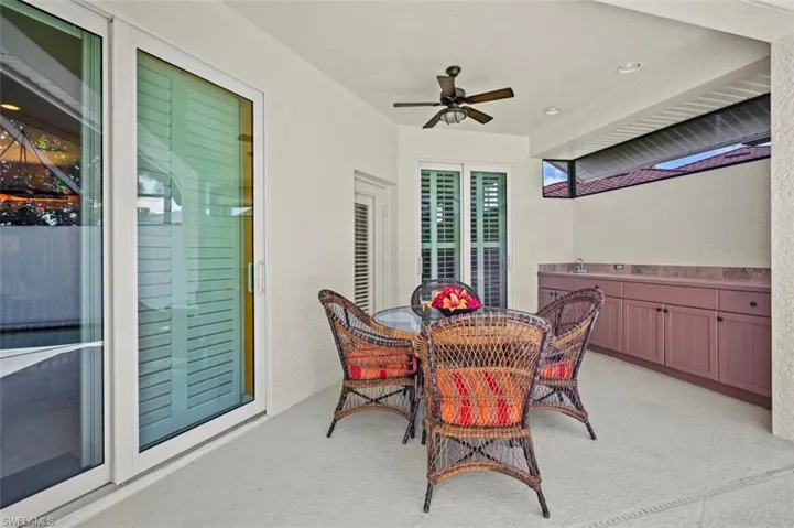 Dining area featuring ceiling fan
