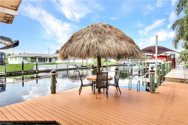 Dock area featuring a water view