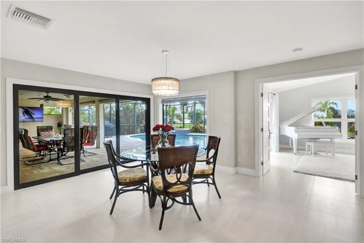 Dining space featuring chandelier and plenty of natural light