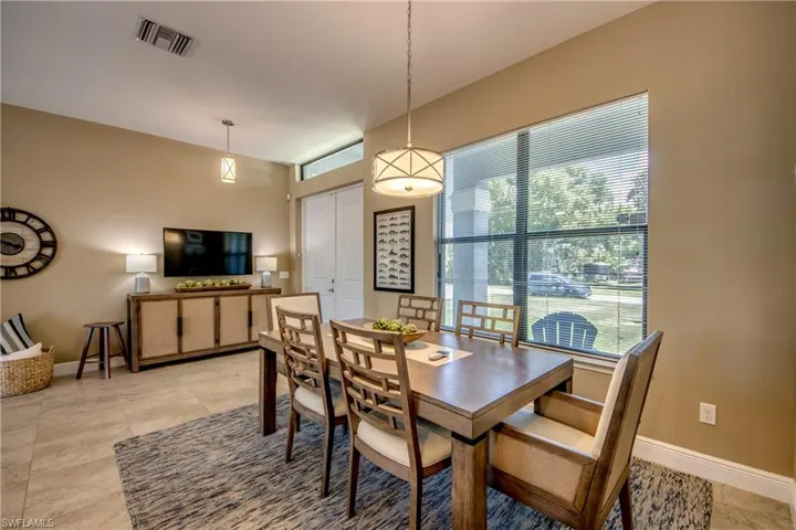 View of tiled dining area