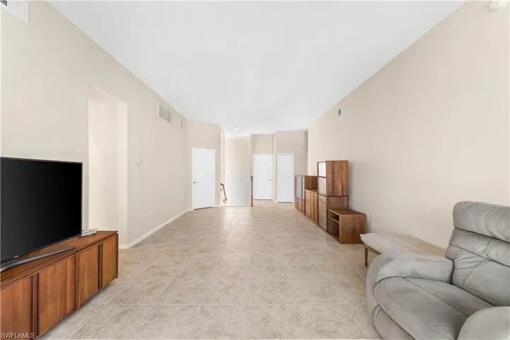 View of tiled living room