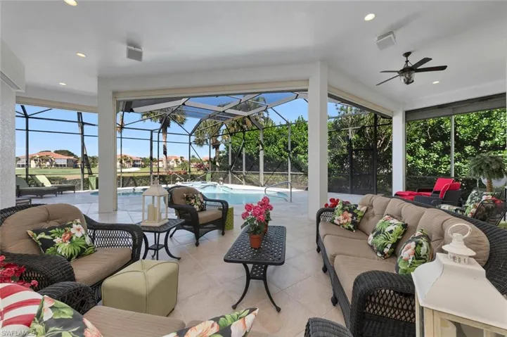 Outdoor living space with multiple seating area