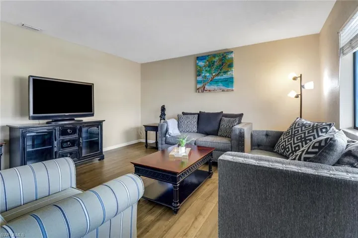 Living room with wood finished floors