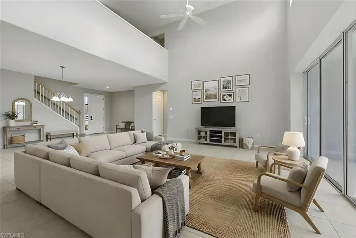Virtually staged large living room