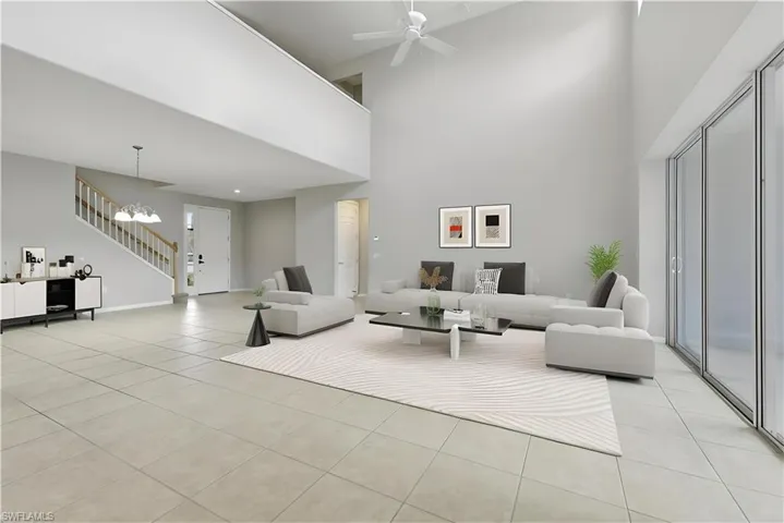 Virtually staged large living room