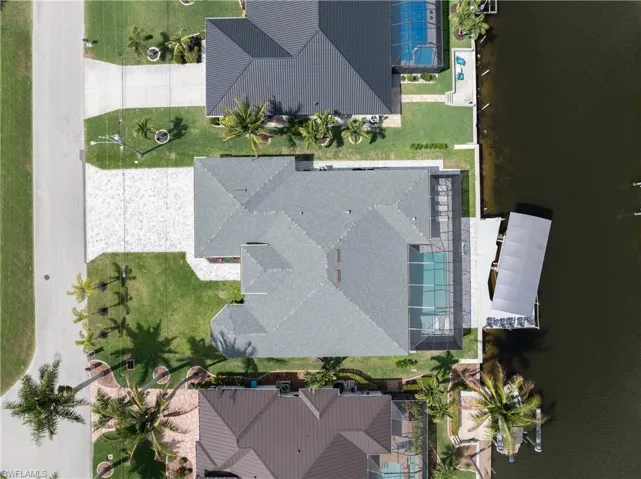 Drone / aerial view of a pool