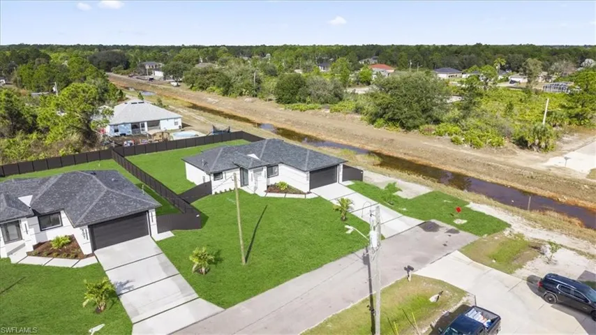 Aerial perspective of suburban area