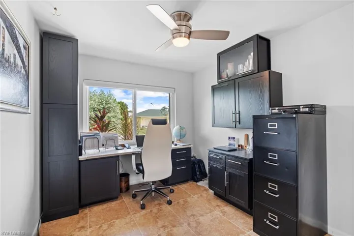 Office space with ceiling fan