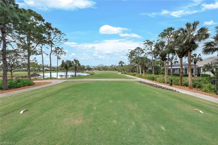 View of property's community with a lawn and a water view