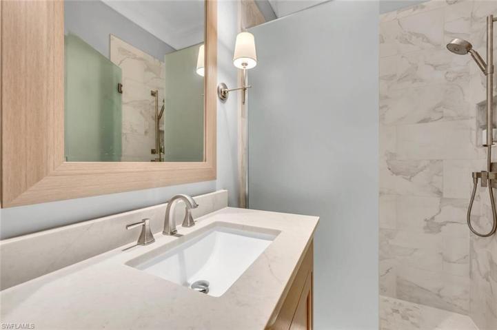 Exquisitely designed guest bath.