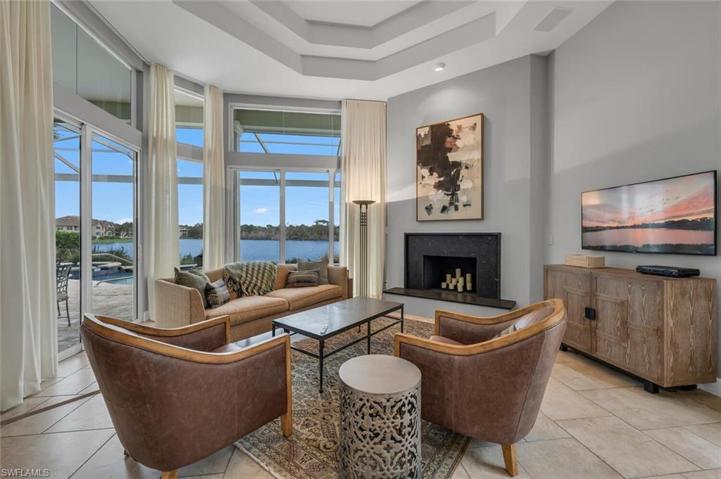 A wood burning fireplace is the focal point of the great room.