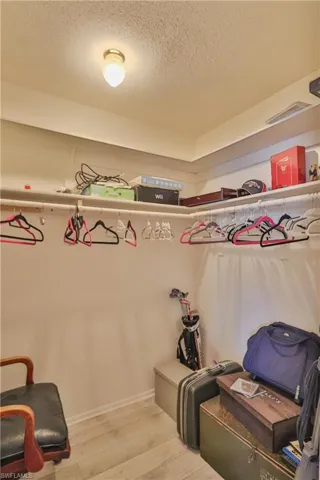 Spacious closet with light hardwood / wood-style flooring