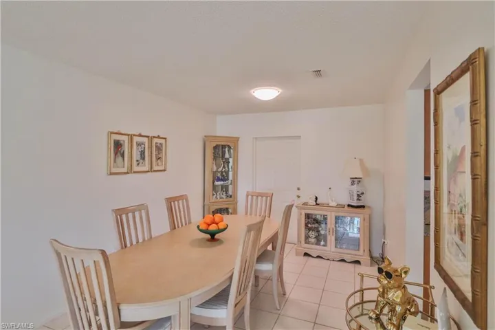 View of tiled dining room