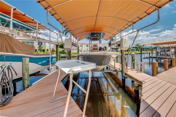 Dock area featuring a water view