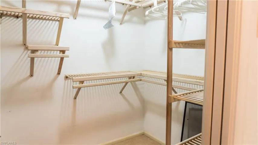 Spacious closet with carpet