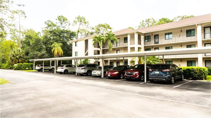 View of covered parking lot