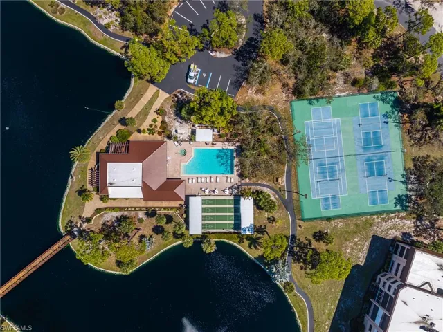 Drone / aerial view of a nearby body of water