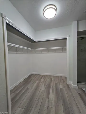 Spacious closet with light hardwood / wood-style floors