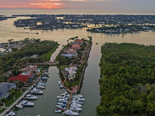 Aerial view at dusk with a water view