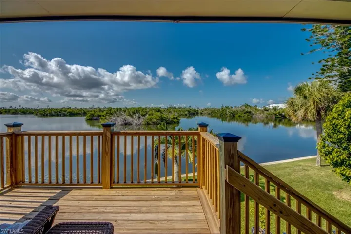 Wooden terrace with a water view