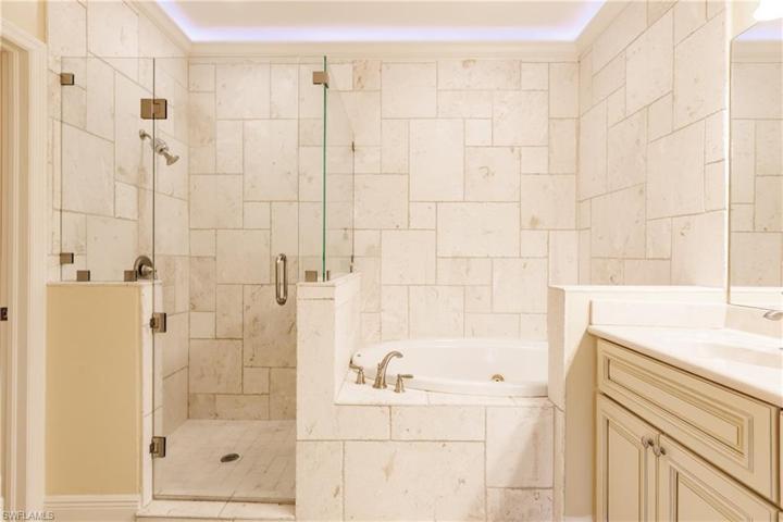 AMAZING GLASSED WALK-IN SHOWER & TUB WITH CROWN & LED LIGHTING ABOVE! BEYOND BEAUTIFUL!