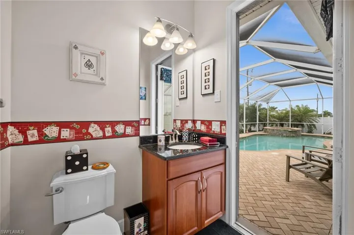 The half bath is also the pool bath