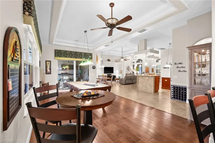 Looking towards the rec room and kitchen