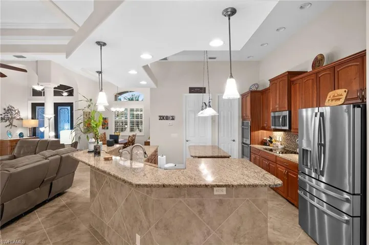 Chef's kitchen is ready for family meals, entertaining, or baking